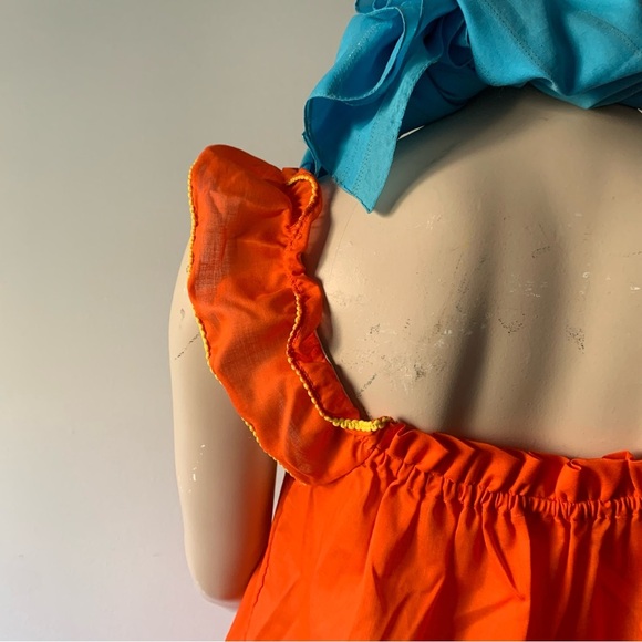 Orange Embroidered Women's Nightgown - Picture 4 of 10